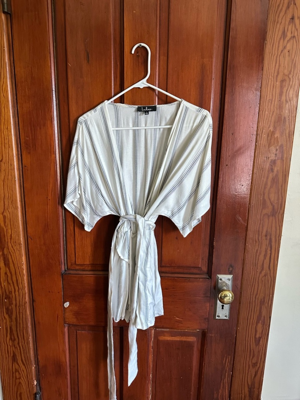 Lulu's Cream and Navy Striped Romper